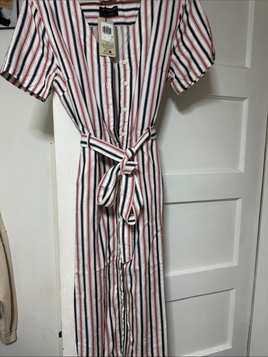 Dockers Dresses & Skirts - Dockers Striped Midi Dress with pockets in White, Red & Blue